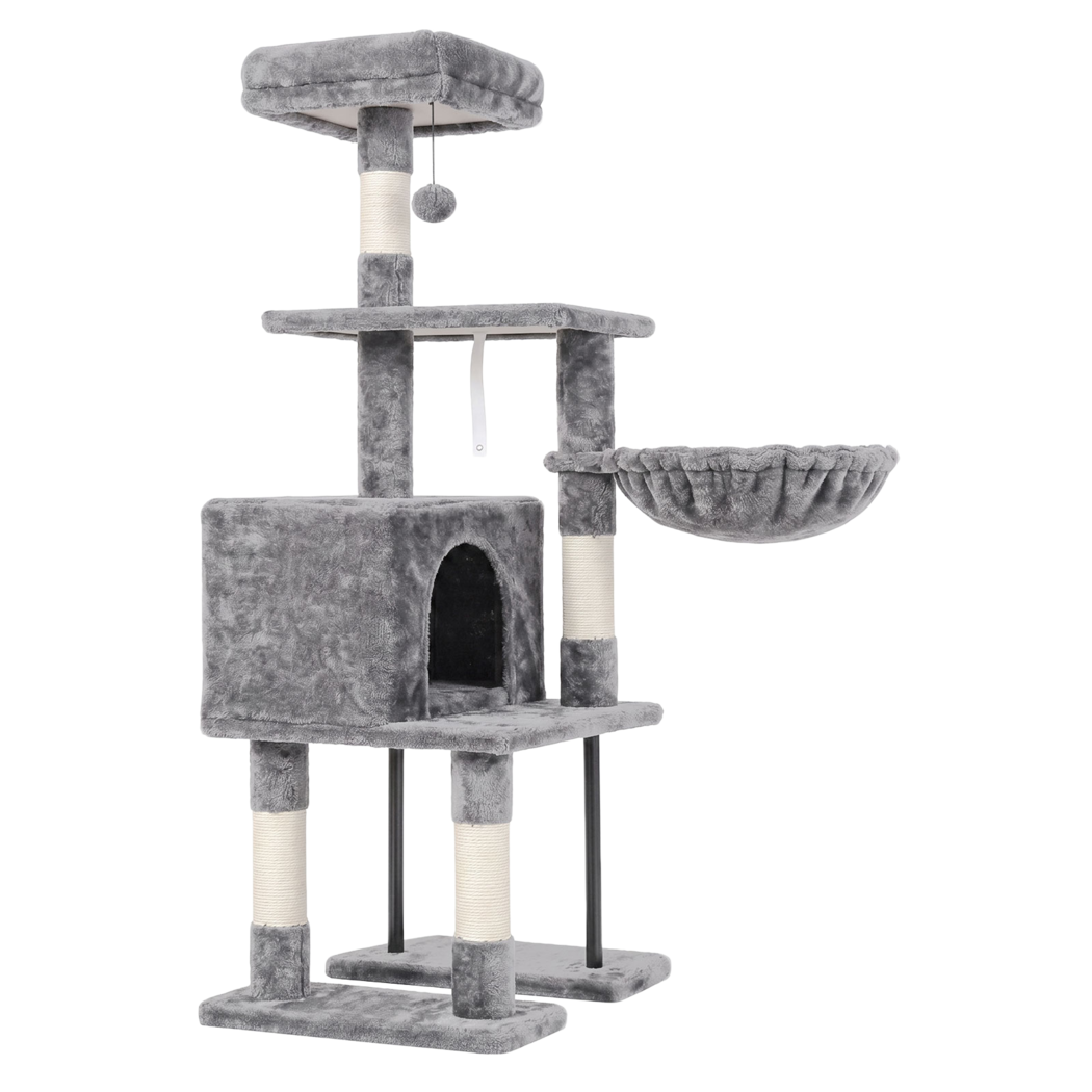 Pawz Cat Tree Cat Tower Multi-Level Cat Bed with Condo 125cm Plush Gray
