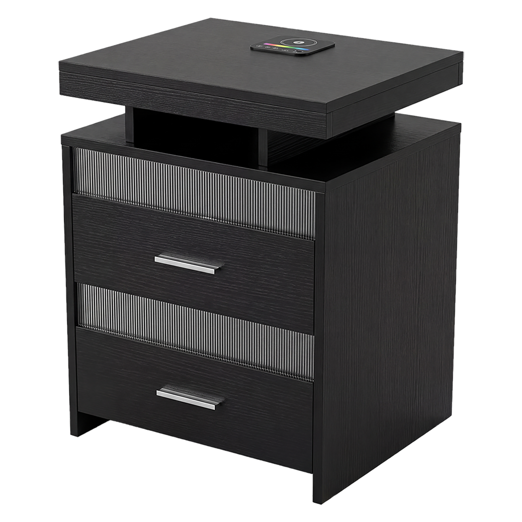 Levede Smart Bedside Table Charging Station Motion Sensor Modern Nightstand