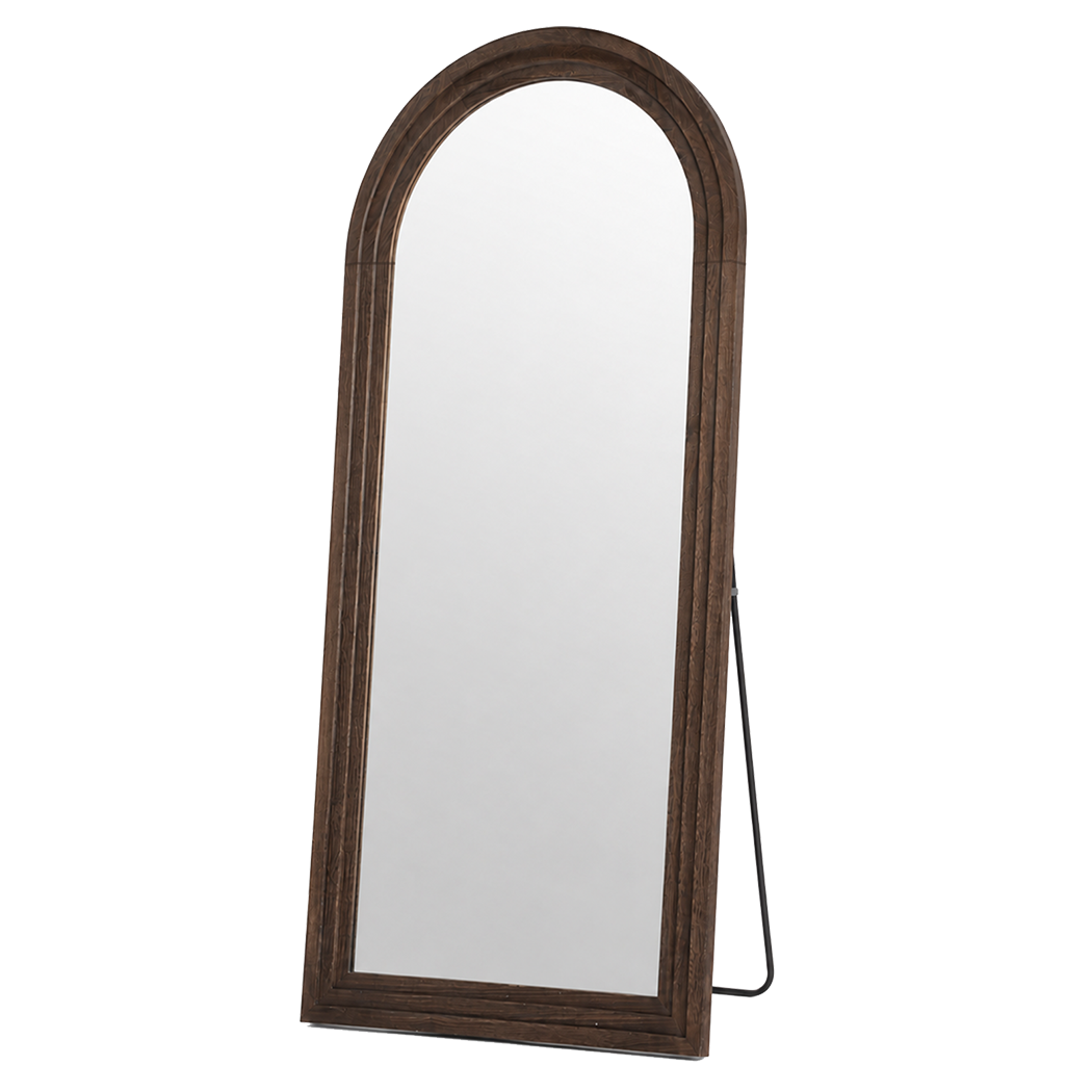 Yezi Mirror Full Length 4mm Tempered Glass Stand Lean Mount Bedroom Brown