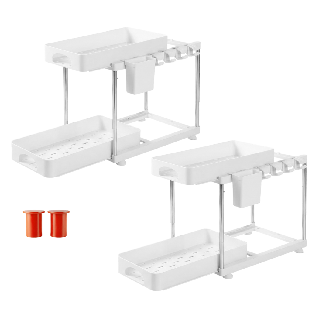 Toque 2 x Under Sink Organizer 2 Tier Cabinet Storage Rack Adjustable Kitchen