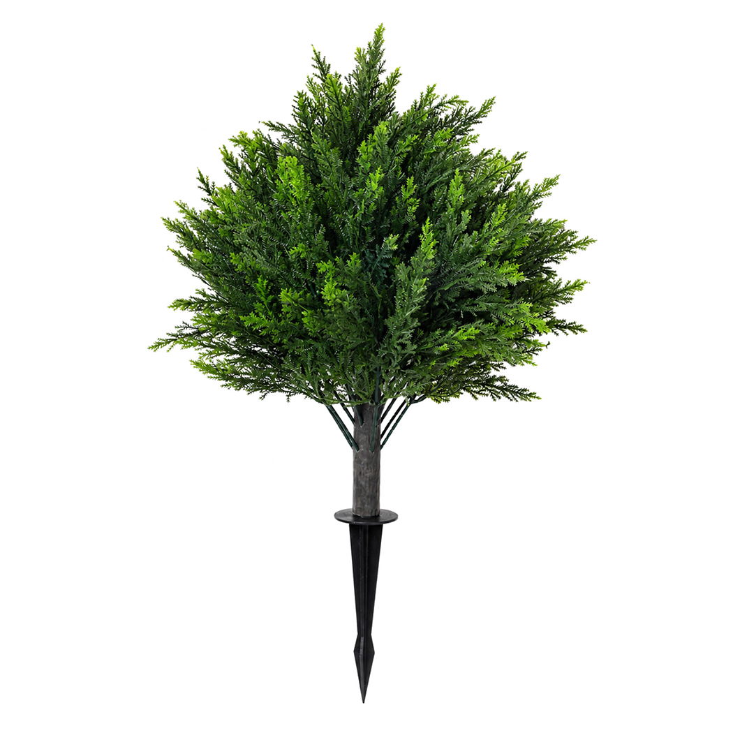 Lambu Artificial Cedar Topiary Balls Set of 2 Ground Spike Patio Garden Green