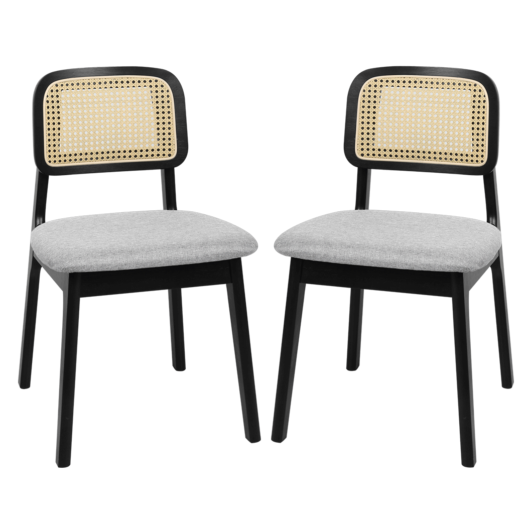 Levede Dining Chair Wood Rattan Armless Black x4