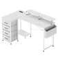 Levede L Shaped Gaming Desk with Storage Drawers White