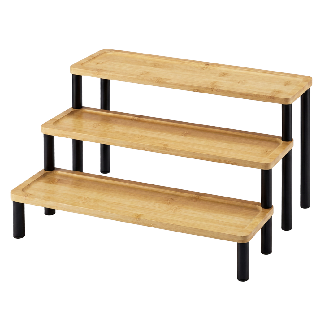 Toque Bamboo Display Stand 3 Tier Serving Tray Platters Spice Rack Shelf Kitchen