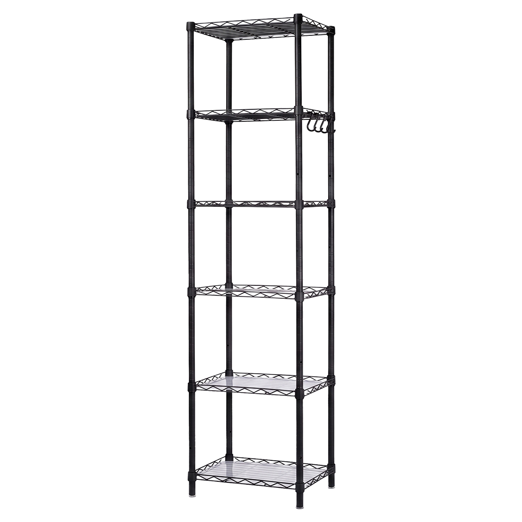 Levede Storage Shelves 6 Tier Carbon Steel Wire Rack Shelving Unit Kitchen Black