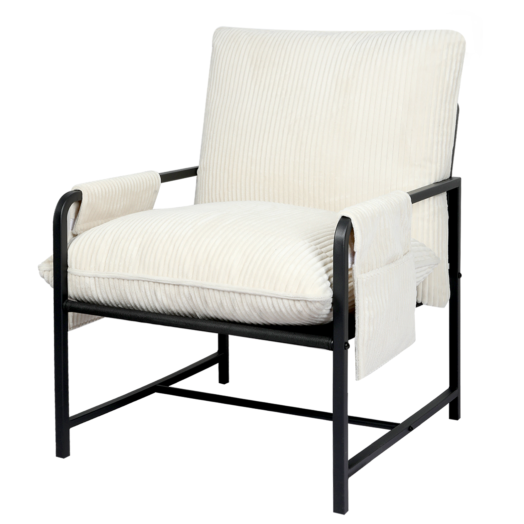 Levede Metal Framed Lounge Chair Corduroy in Beige