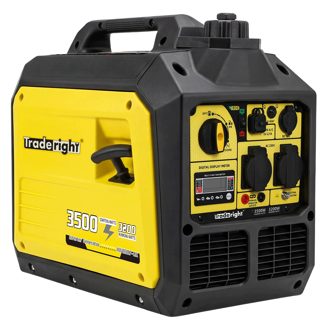 Traderight 3500W Petrol Inverter Generator Portable Silent Pure Sine Wave Power