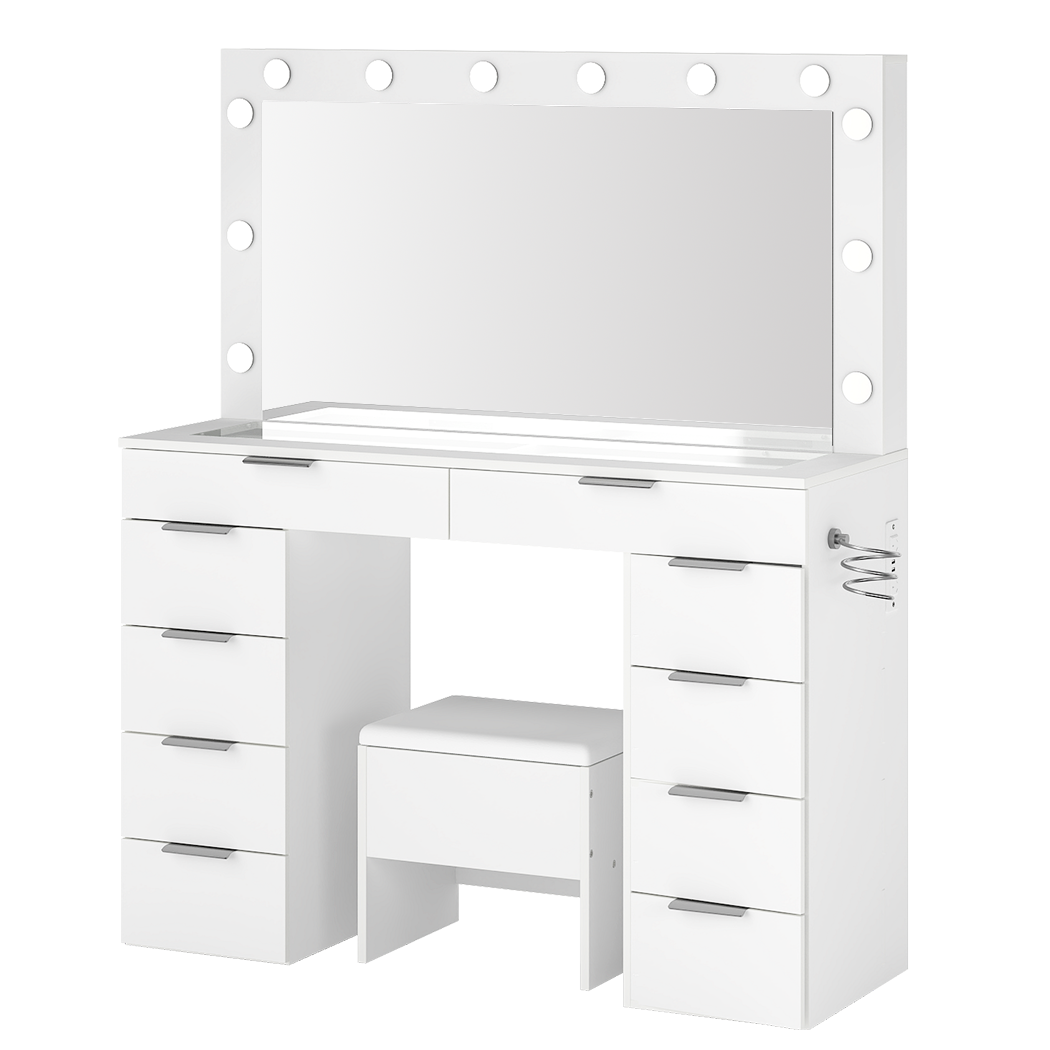 Levede Dressing Table LED Makeup Mirror Stool Set Vanity Desk Cabinet 10 Drawers