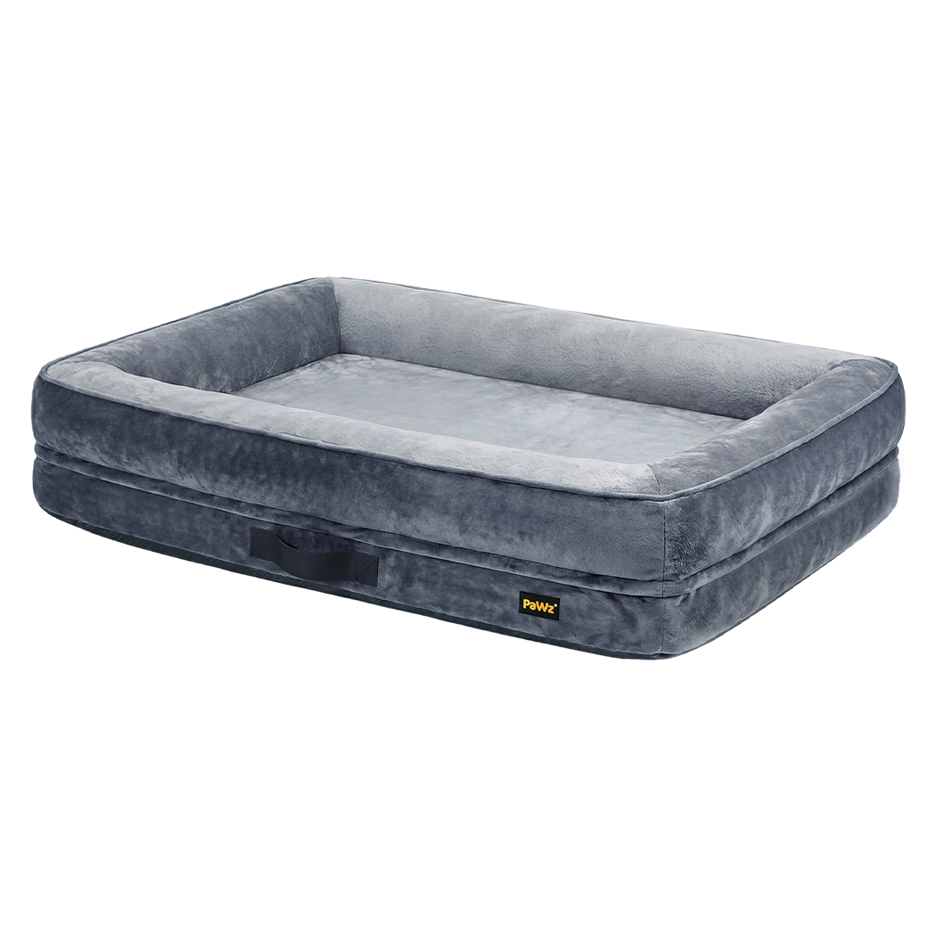 PaWz Extra Extra Large Dog Bed Orthopedic Dog Bed Bolstered Support Velvet Grey