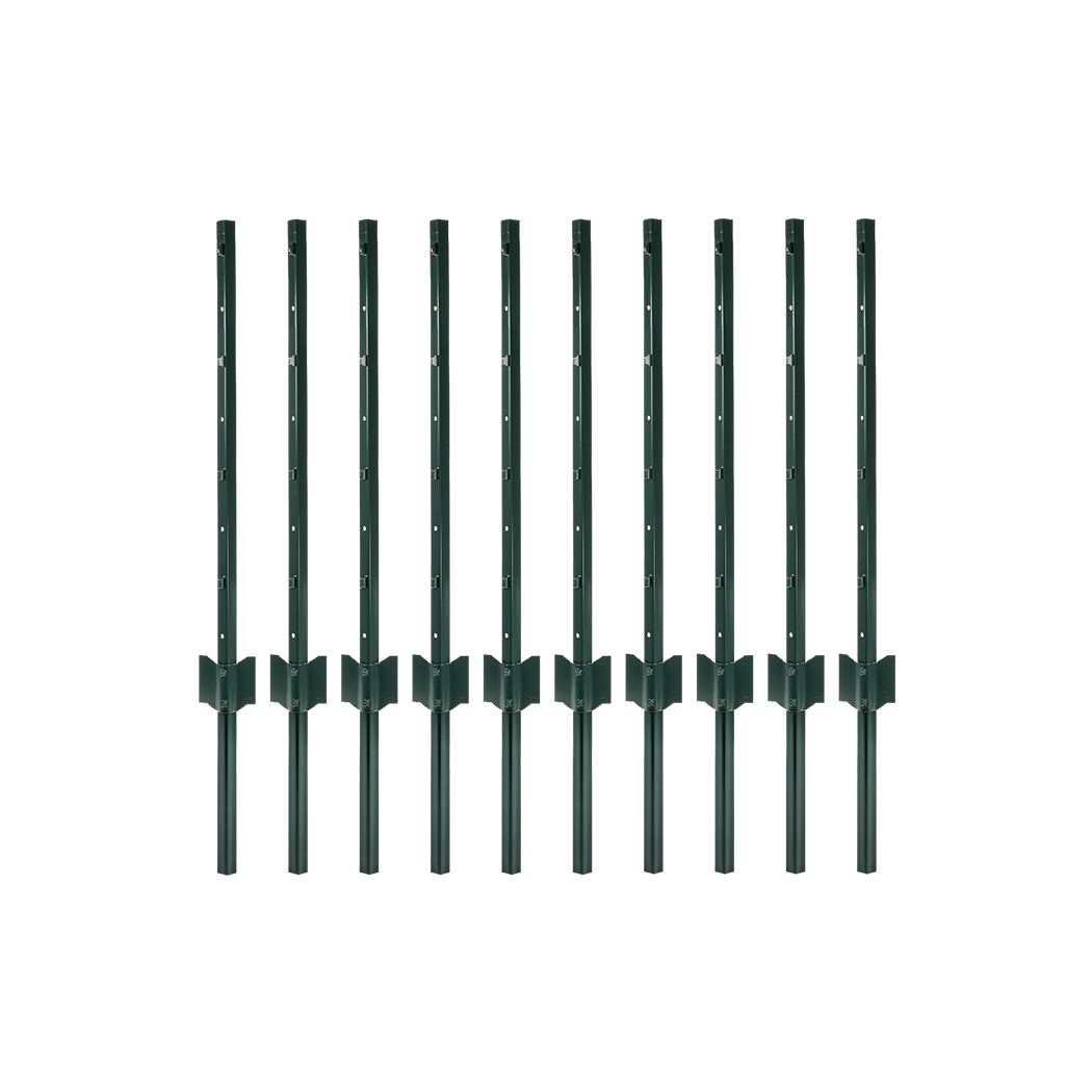 Garden U Fence Posts No Dig Metal Stakes Outdoor Yard Green 3ft 10Pack Green
