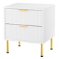 Levede Bedside Table with 2 Drawers White Metal Legs