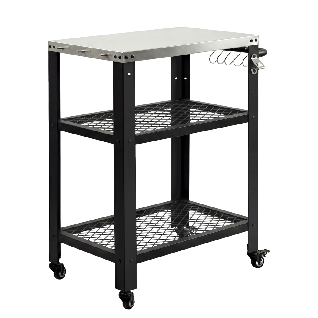 Levede Outdoor Kitchen Cart Mobile BBQ Grill Trolley Stainless Steel Prep Table