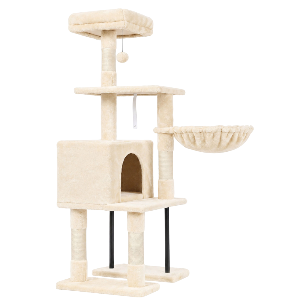 Pawz Cat Tree Cat Tower Multi-Level Cat Bed Cat Scratching Post 125cm Beige