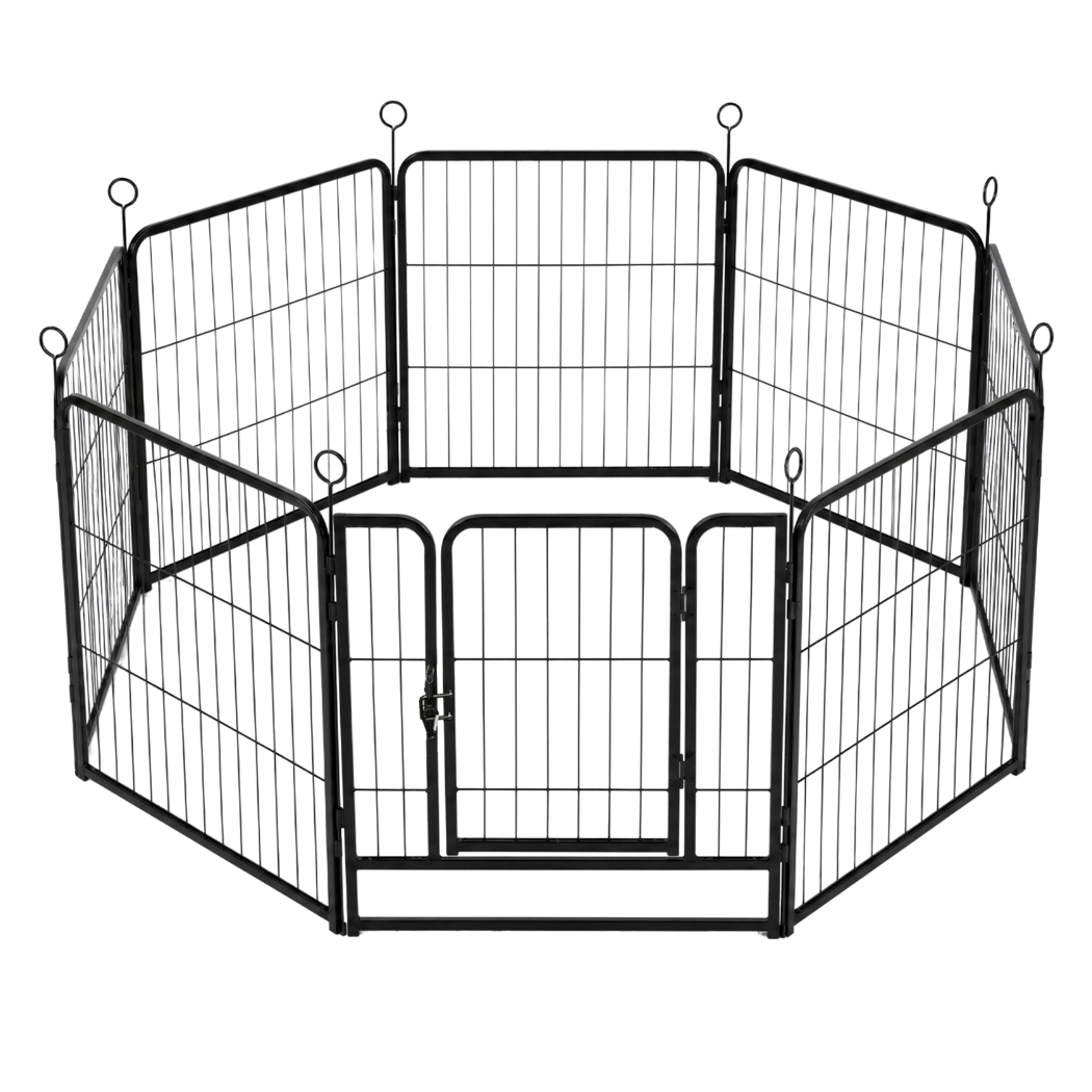 Pawz Dog Playpen 8-Panel Metal Dog Pen Tool-Free Foldable Puppy Crate Black