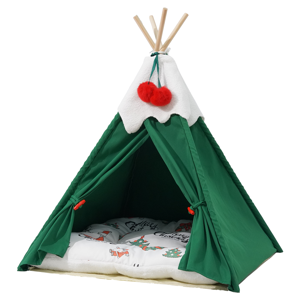 Pawz Pet Tent Dog Cat Tent Bed Washable Indoor Green
