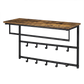 Levede Floating Shelves 10kg Wall Shelf Hooks Coat Rack Metal Wood Black