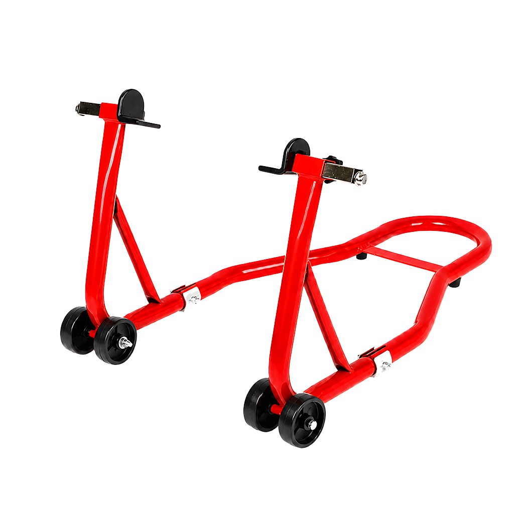 Monvelo Motorcycle Stand Heavy Duty 500KG Carbon Steel Lift Adjustable Fork Red