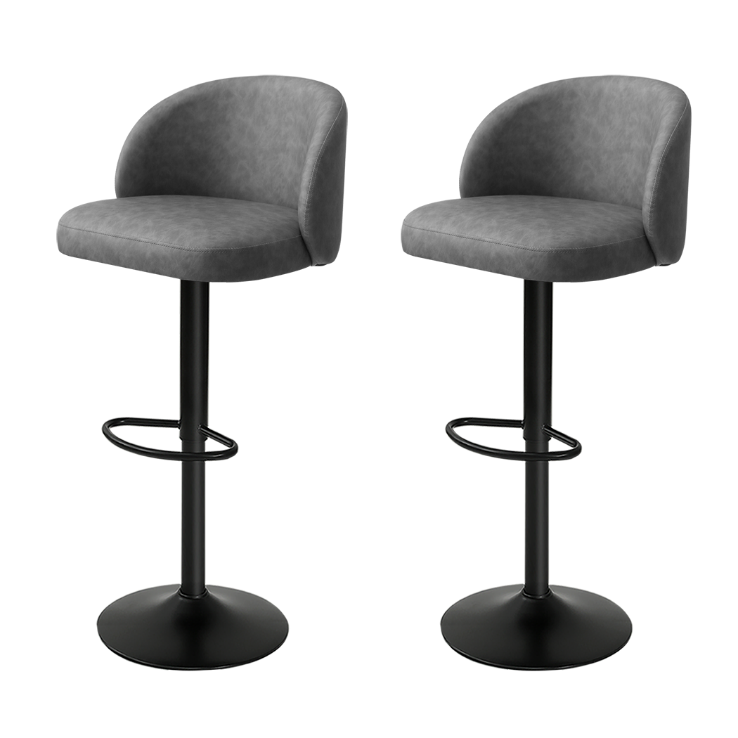 Levede 4x Bar Stool Swivel Gas Lift PU Leather Grey