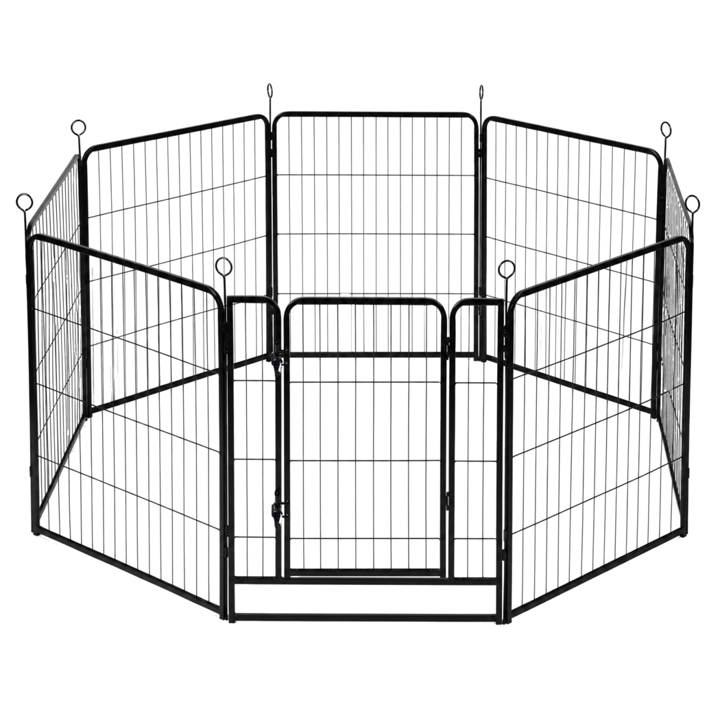 Pawz Dog Playpen 8-Panel Folding Dog Pen Steel Black