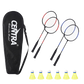 Centra Badminton Set 4 Rackets 6 Shuttles Nylon Aluminium Black Red Blue