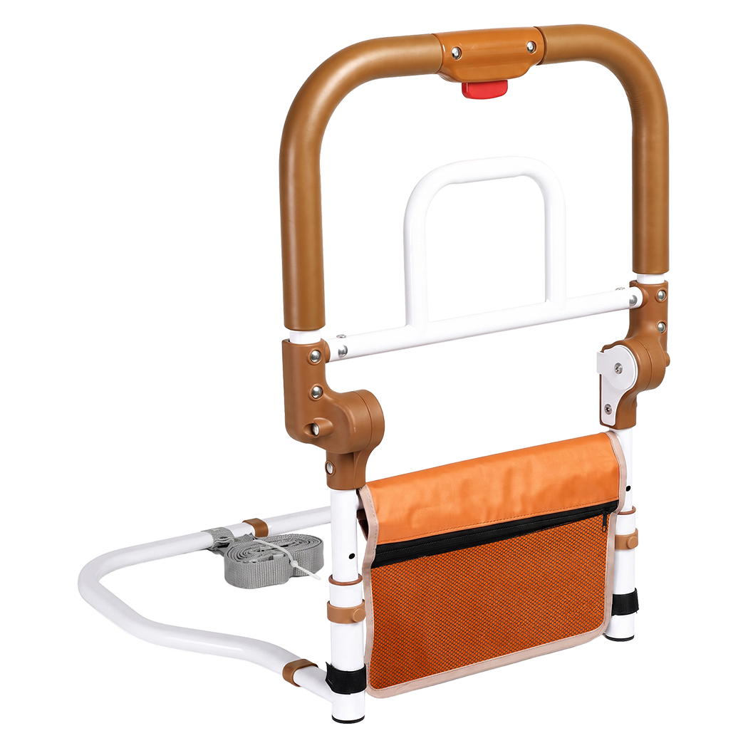 Levede Bed Rail Foldable 2 Handle Adjustable Height Non-Slip Grip Orange