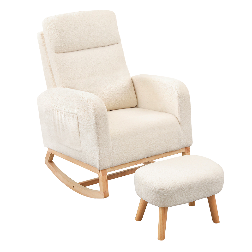 Levede Rocking Chair Ottoman Footrest With Side Pocket