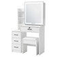 Levede Dressing Table Vanity Stool Set Sliding LED Mirror Makeup Storage Shelves White