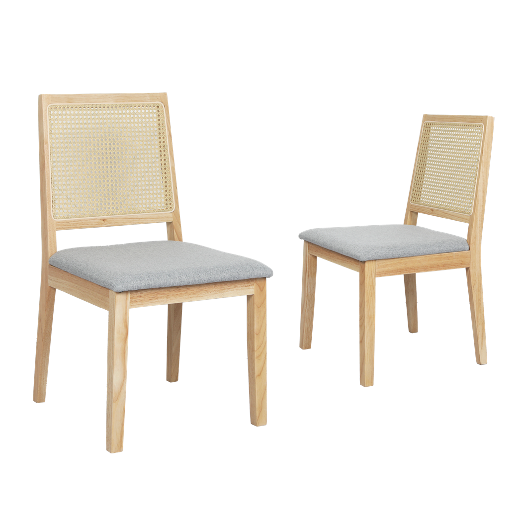 Levede 2x Rattan Dining Chair Solid Wood Lounge
