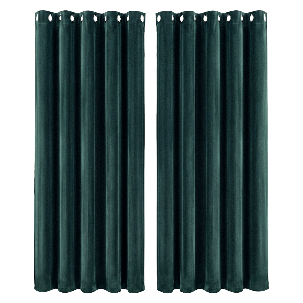 Marlow Blackout Curtains 2-Panel Velvet Room Darkening Eyelet Curtains 180x230cm