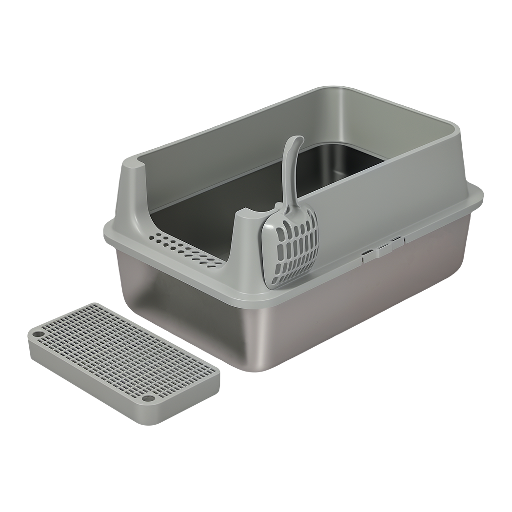 Pawz Stainless Steel Large Semi-Enclosed Cat Litter Box