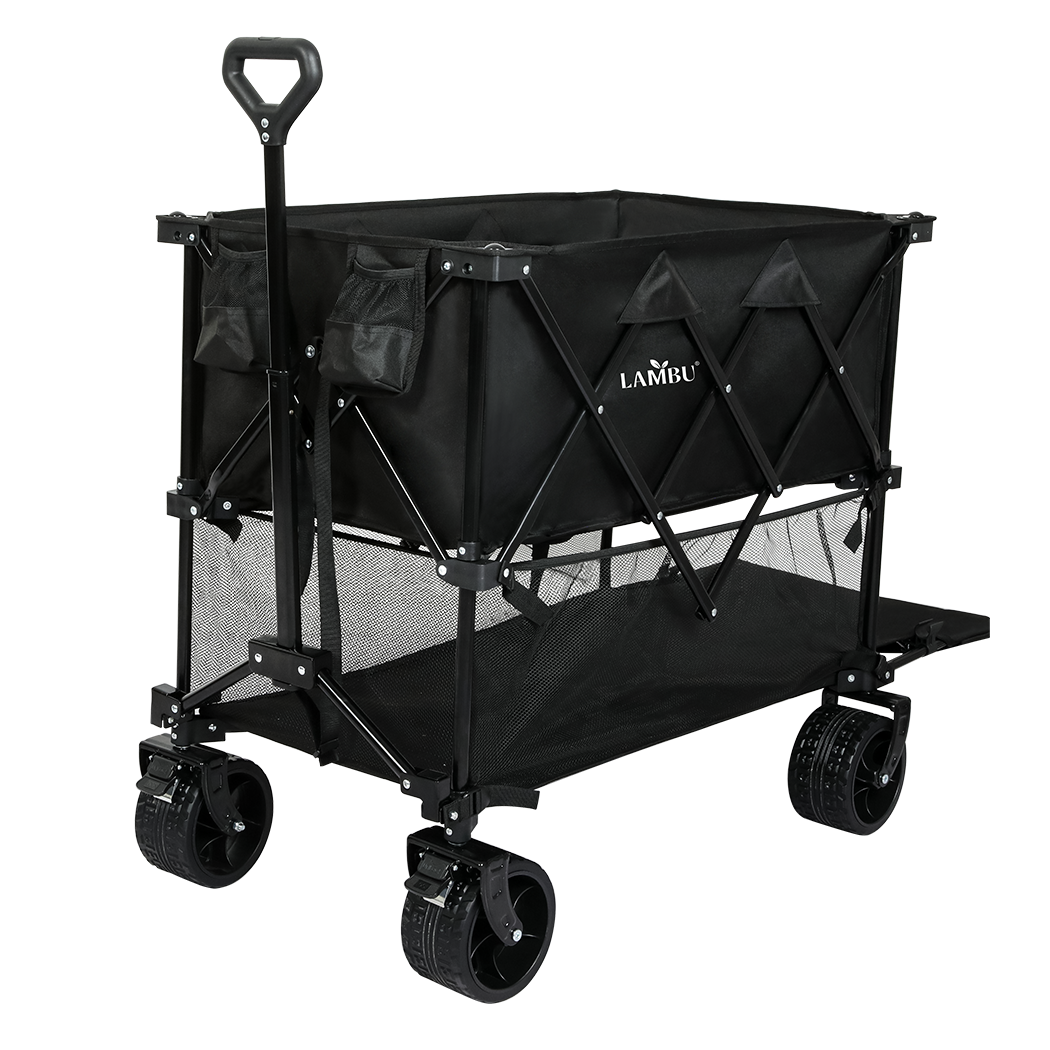 Lambu Folding Wagon Cart Double Shelves