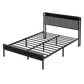 Levede Queen Bed Frame Steel Base with Headboard Grey