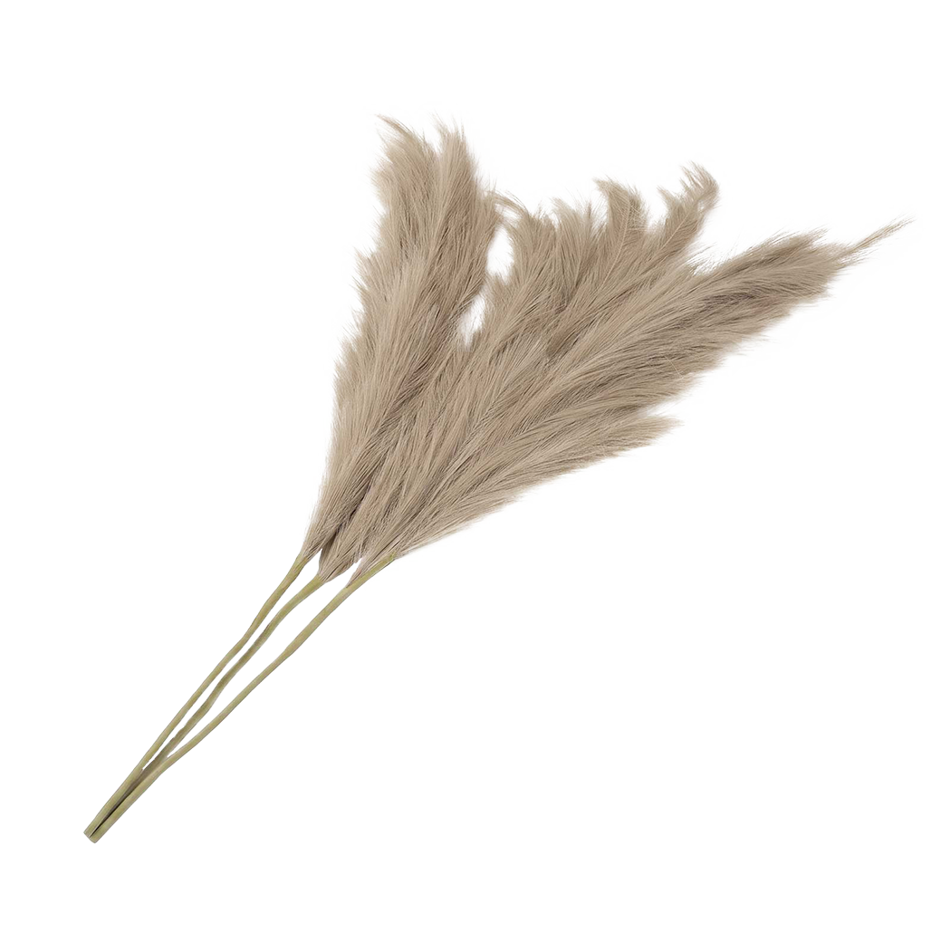 Santaco Pampas Grass Artificial 3Pcs 116cm Fluffy Faux Silk for Vase Brown