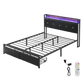 Levede Double Metal Bed Frame LED Lights 2 Drawers