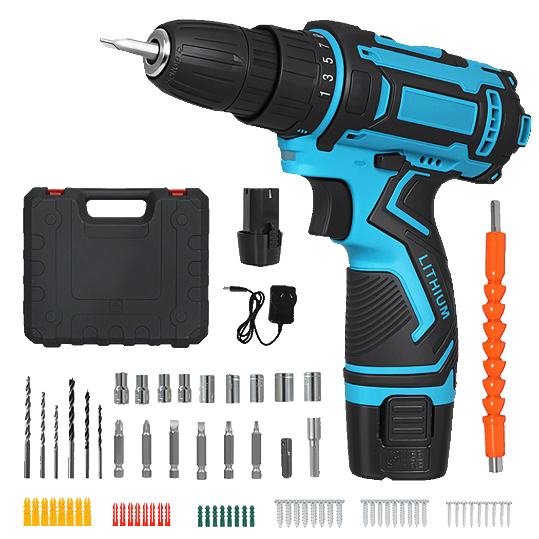 Traderight 12V Cordless Drill Kit 2.0Ah with 74pcs Set