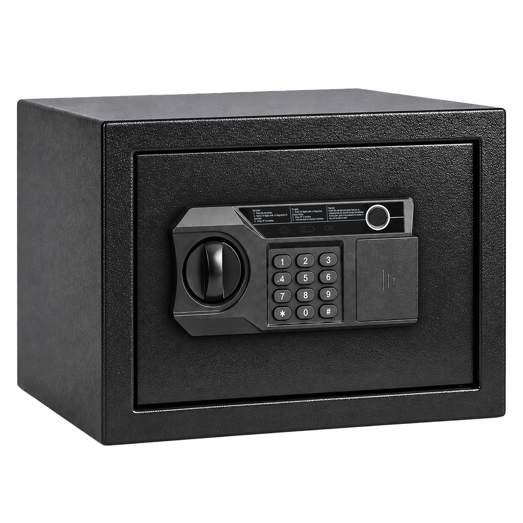 Levede Safe Box Fingerprint Lock Steel Home Safe 14L LED Light Alarm Black