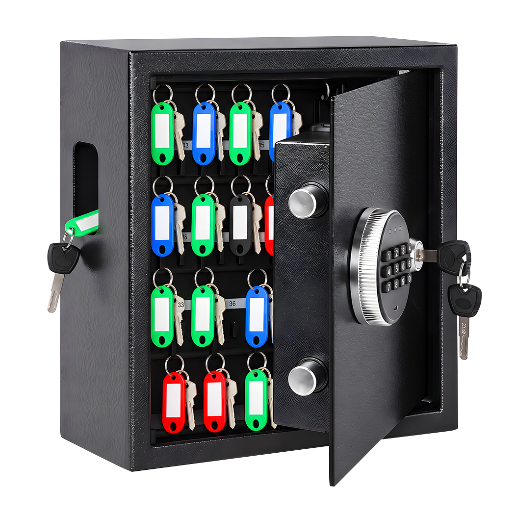 Levede Key Safe Lock Box Large 67 Hook Carbon Steel Cabinet With LED Black