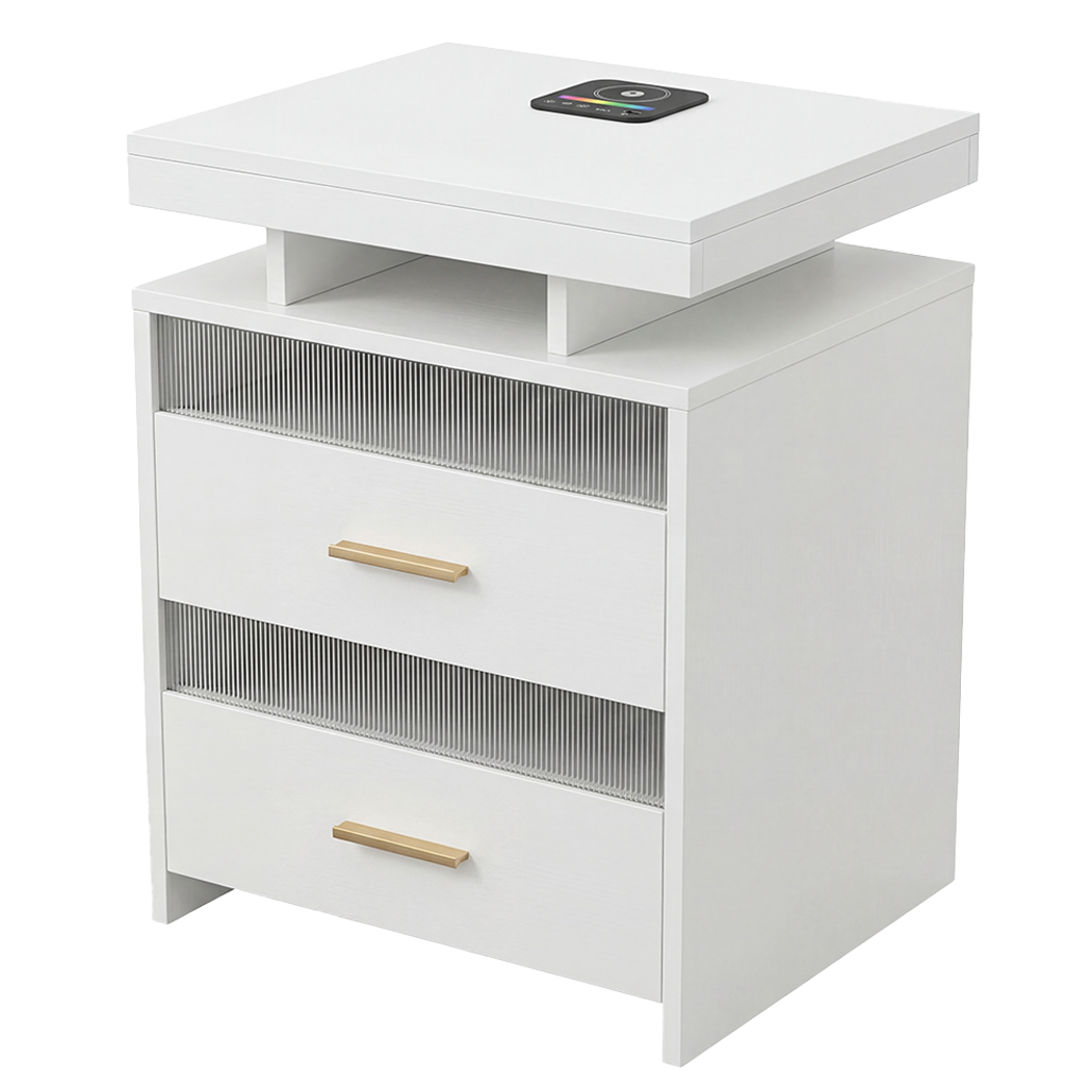 Levede Smart Bedside Table RGB Motion Sensor Charging Nightstand Bedroom Modern