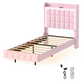 Levede Single Floating Bed Frame LED Headboard USB Pink
