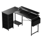 Levede L Shaped Gaming Desk with Storage Drawers Black
