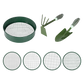 Garden Sieve Soil Sifter Set Metal 4 Mesh Inserts Shovel Hoe for Pots Green