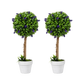 Lambu Artificial Plants Faux Lavender Topiary Set of 2 for Front Door Green