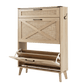 Levede Shoe Cabinet Shoe Storage Slim with 2 Flip Drawers Entryway Light Brown