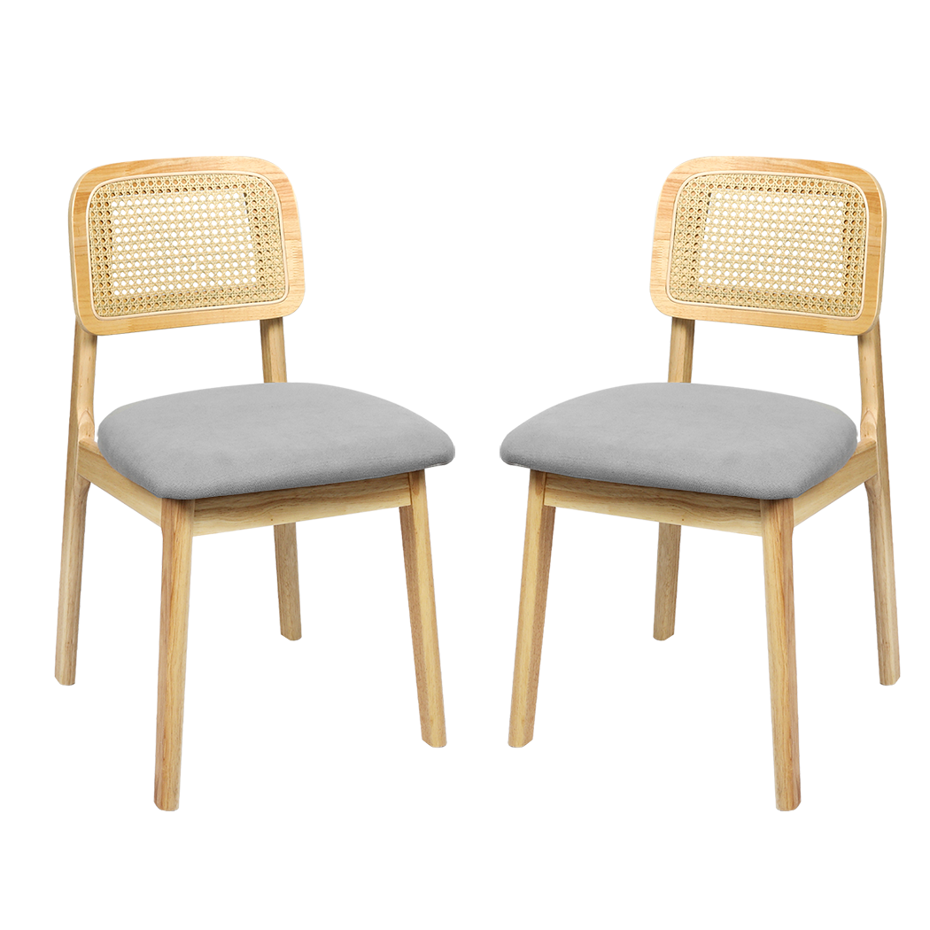 Levede 2x Dining Chair Wood Rattan Armless Natural