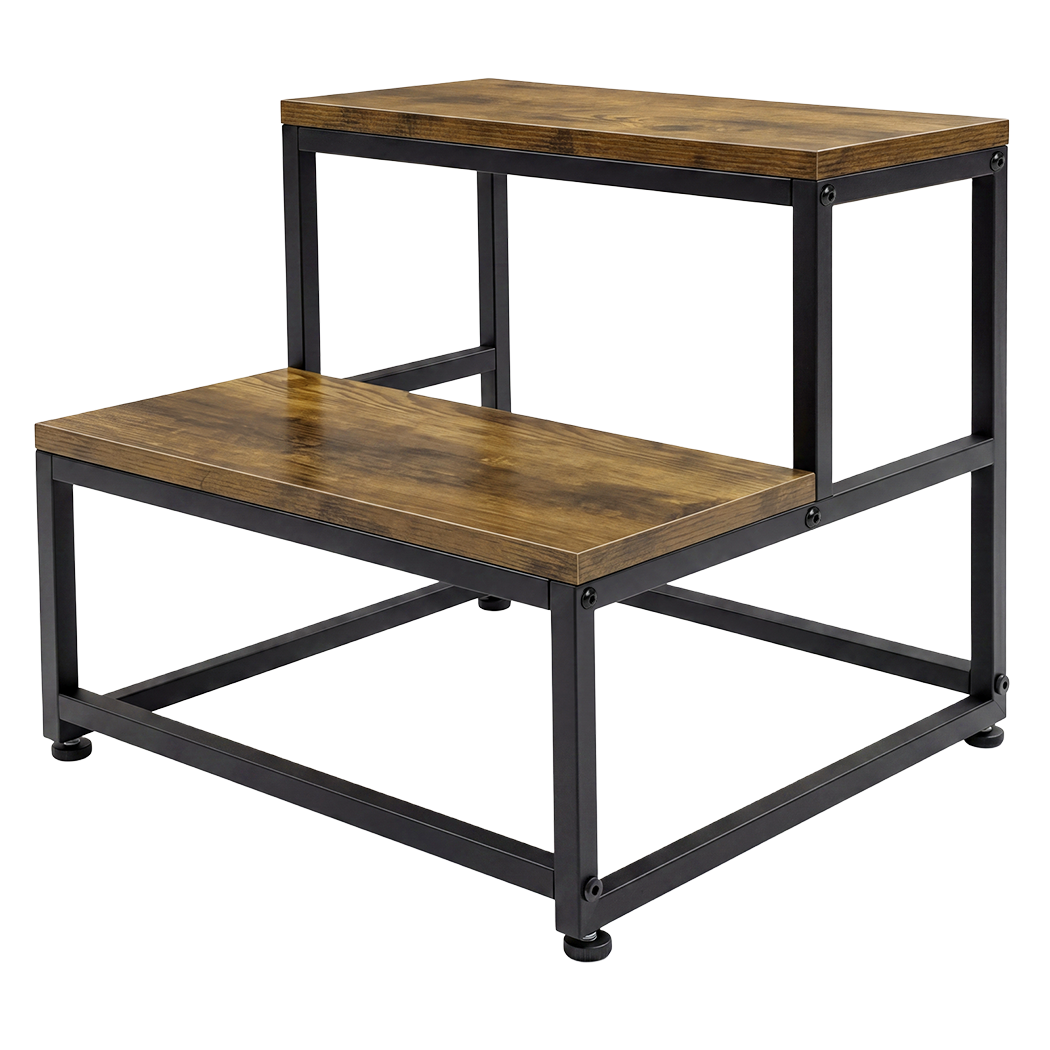 Levede 2-Step Stool Non Slip Portable Bathroom Kitchen Kids Adult Pet Use Brown
