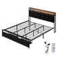 Levede King Bed Frame Leather Headboard RGB 2 Drawers