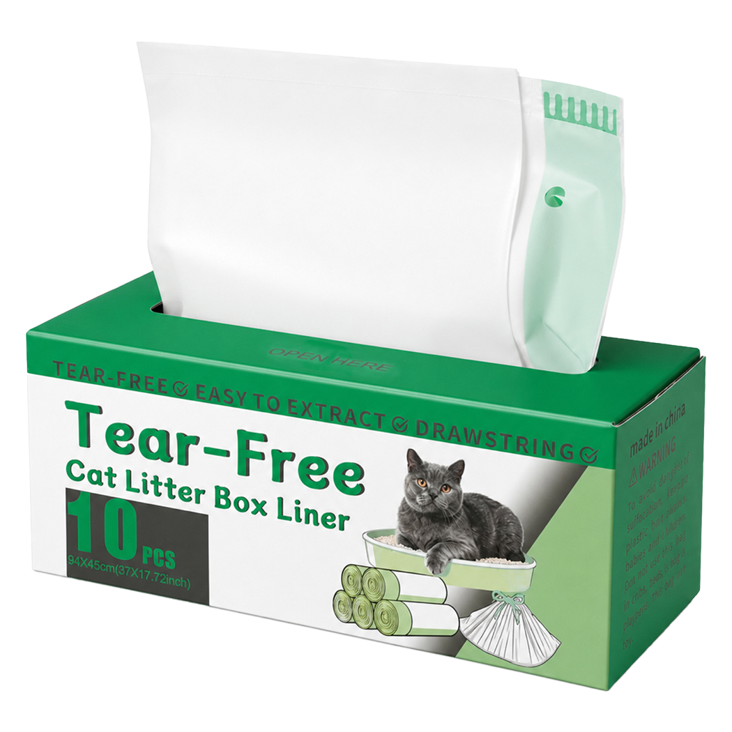 Pawz Cat Litter Bags 30 Pcs 94 x 45cm Drawstring 10kg HDPE White Green