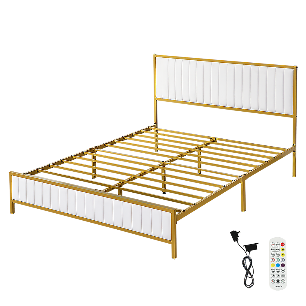 Levede Metal Bed Frame Under Bed Storage Queen Beige