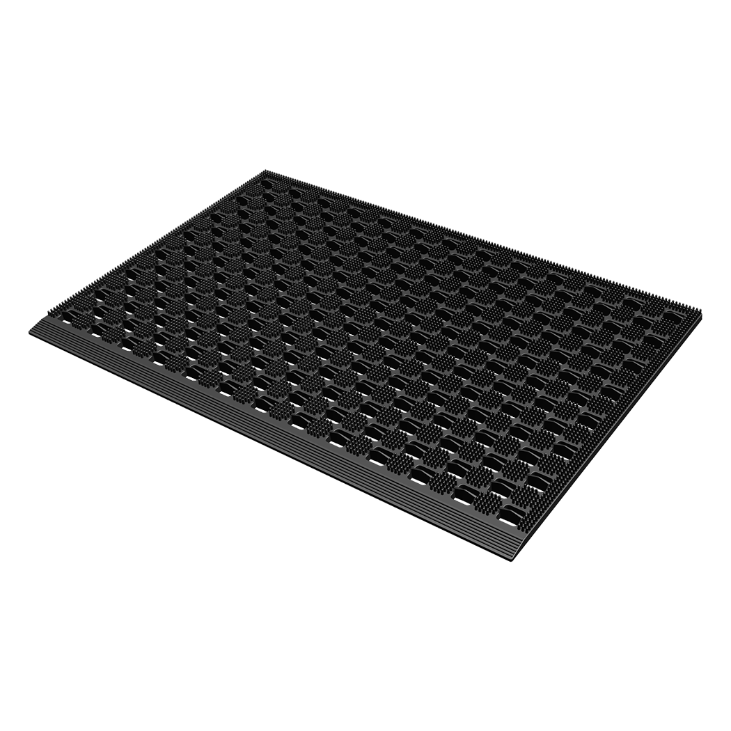 Marlow Front Door Mat 90x60cm TPE Raised Wave Drainage for Entrance Black
