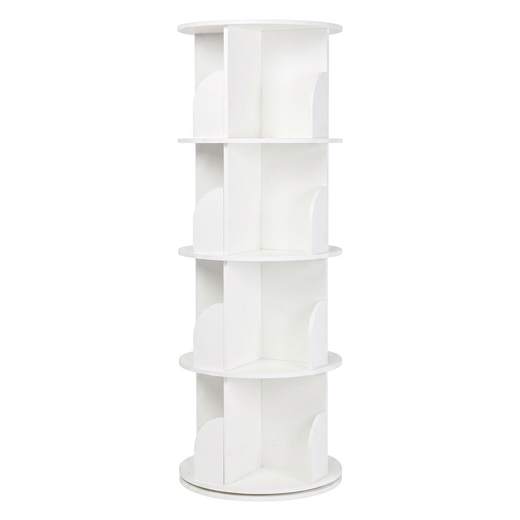 Levede Rotating Bookshelf 4 Tier Book Storage 360 Swivel Space Saving White
